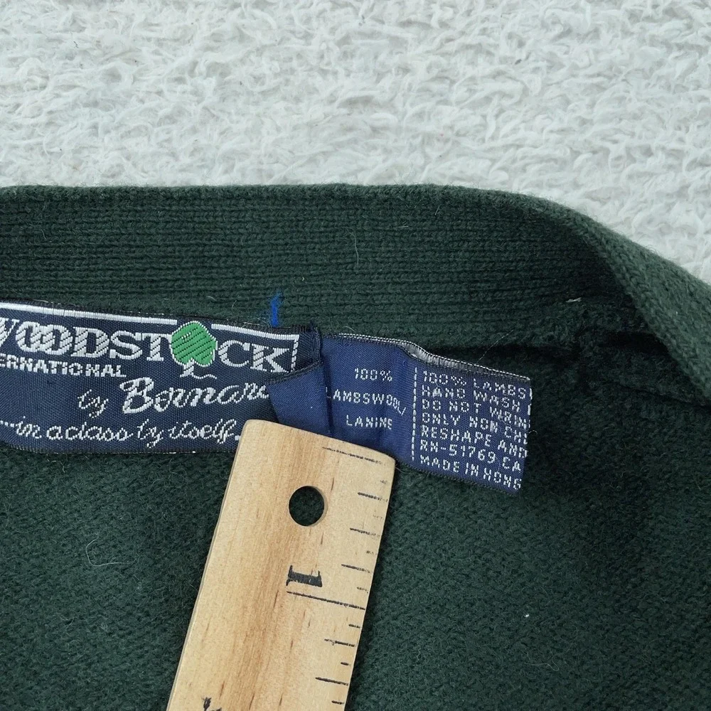 Vtg Woodstock International by Bernard Sweater Mens M Green Lambswool Cardigan‎
